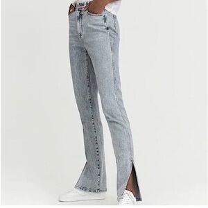Something Navy blue jeans with slit hem. Size 8